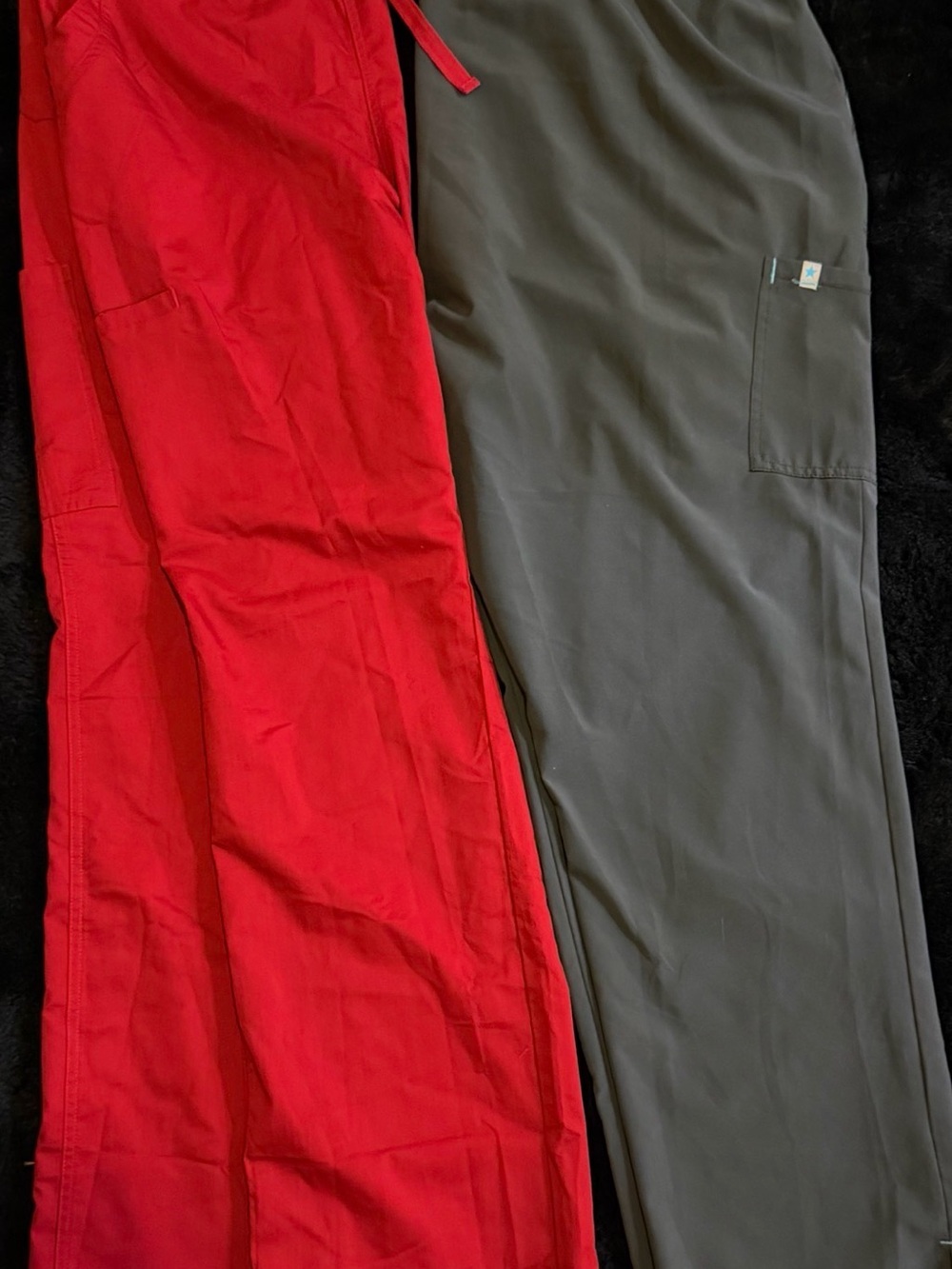Women’s Medical Scrub Pants in Red and Gray - Comfortable Utility Fit